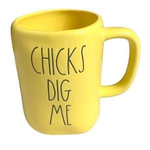 Rae Dunn Artisan Collection Chicks Dig Me Coffee Mug Yellow Country Farmhouse